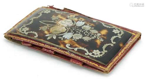 Victorian blond tortoiseshell and tooled Moroccan leather ai...