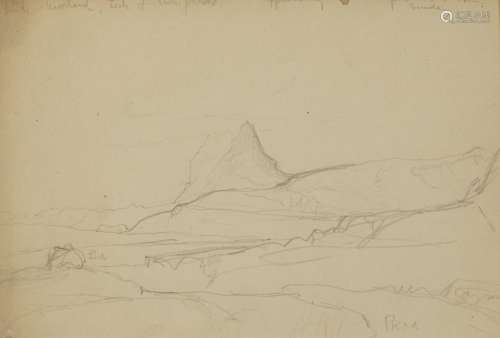 William Russell Flint - Mountainous landscape, pencil sketch...