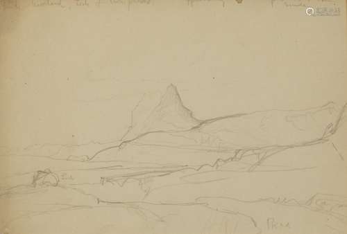 William Russell Flint - Mountainous landscape, pencil sketch...