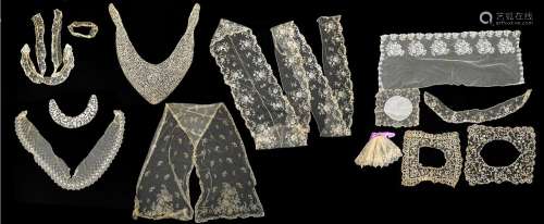 Collection of 19th century and later lace including Fichus, ...