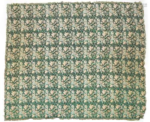 Portuguese green and gold brocade floral textile, possibly a...