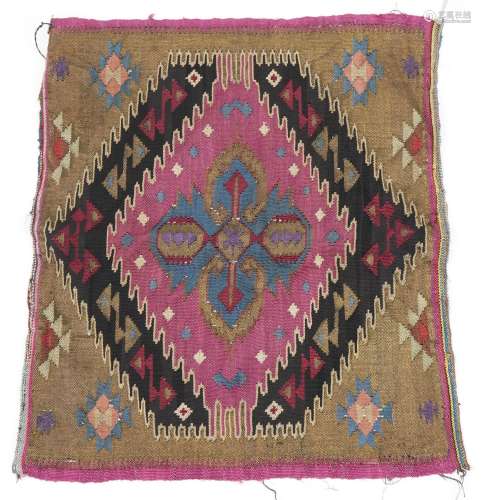Lebanese Islamic woven textile, possibly a prayer mat, 48.5c...