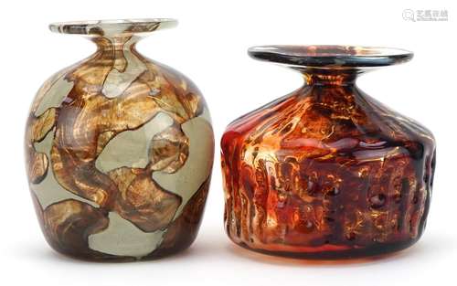 Two Mdina art glass vases including a mottled red example, t...