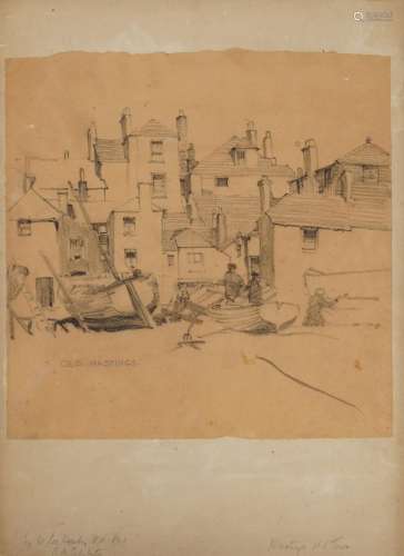 William Lee Hankey - Hastings Old Town, charcoal, inscribed ...