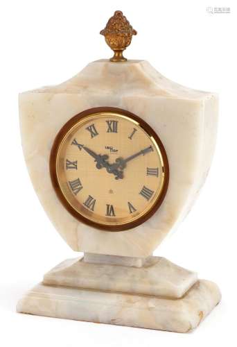 Imhof Swiss eight day onyx mantle clock with gilt metal fini...