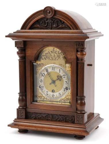 19th century German oak cased repeating bracket clock striki...