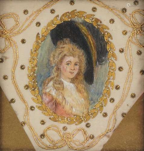 Late 18th/early 19th century oval hand painted portrait mini...