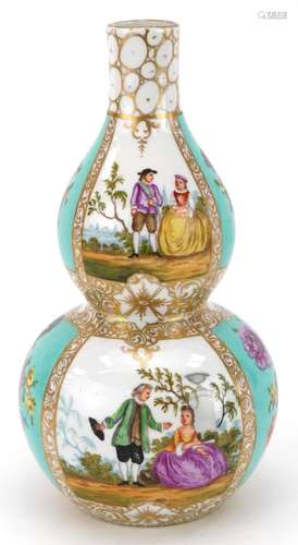 In the manner of Meissen, German porcelain double gourd vase...