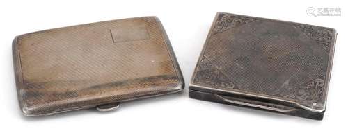 George VI silver cigarette case and a sterling silver compac...