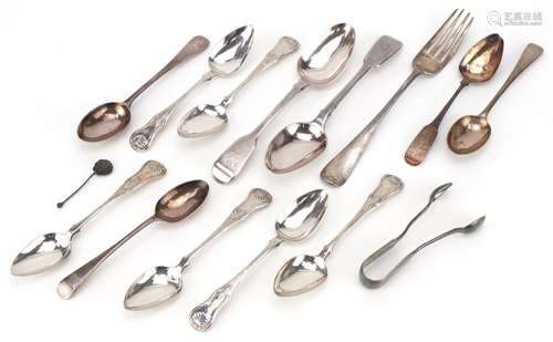 Georgian and later silver cutlery including a set of six tea...