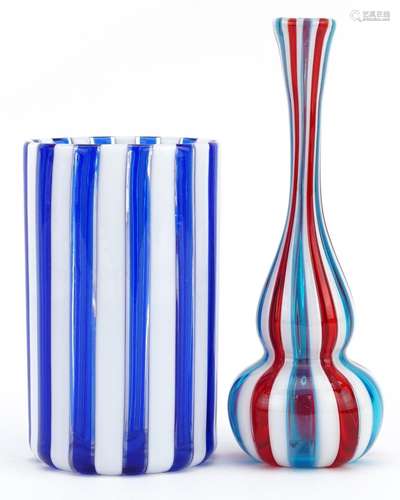 Manner of Venini, two Murano glass vases including double go...