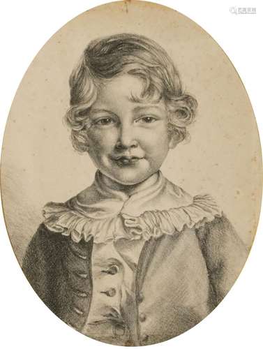 Head and shoulders portrait of a young child, 19th century o...