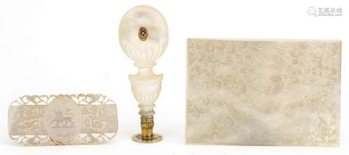 19th century and later mother of pearl including finely carv...