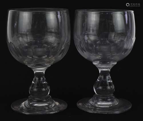 Pair of 18th/19th century glass rummers, each 14cm high : Fo...