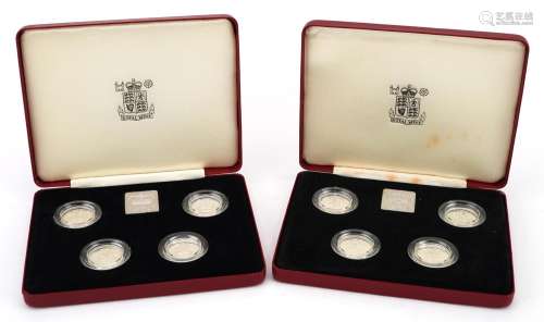 Two United Kingdom one pound silver proof collections by The...