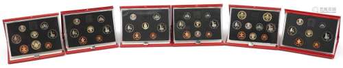 Six United Kingdom deluxe proof coin collections by The Roya...