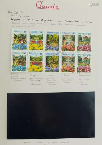 Collection of 1990s Canadian stamps and booklets arranged in...