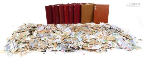 Collection of world stamps arranged in albums, some loose : ...