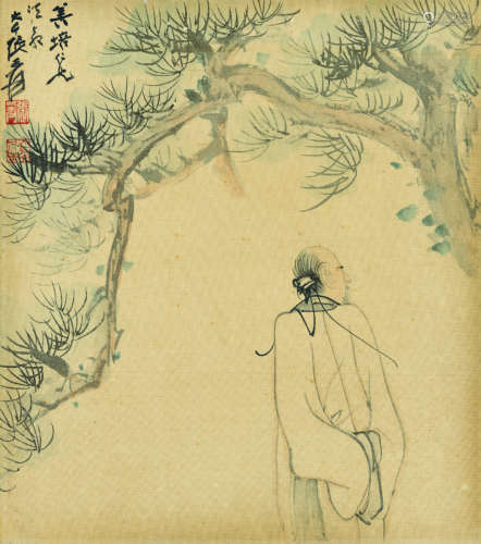 (1898-1983) 張大千 X 松下高士 (0320)
鏡框 設色 絹本