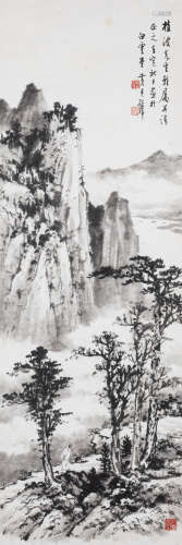 (1898-1991) 黃君璧 
1962 雲山探幽 鏡框 水墨 紙本