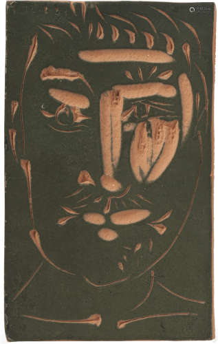 (1881-1973) 巴勃羅．畢卡索 
年份：構思於 1966 年 男人的臉 陶板...