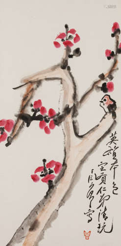 (1902-1978)
 丁衍庸 X 梅花小鳥 鏡框 設色 紙本