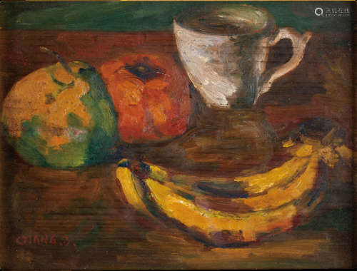 (1909-2003) 張萬傳 
1940-1950 水果靜物 
油彩 畫布