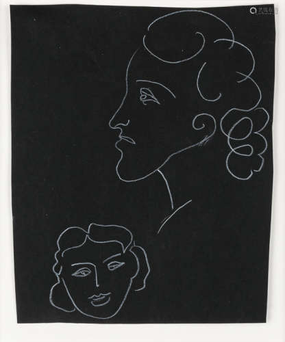 (1869-1954) 亨利·馬諦斯 1936 女士肖像 素描 紙本