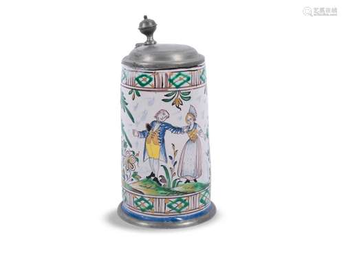 Faience jug with dancing couple, Lower Austria, Around 1800