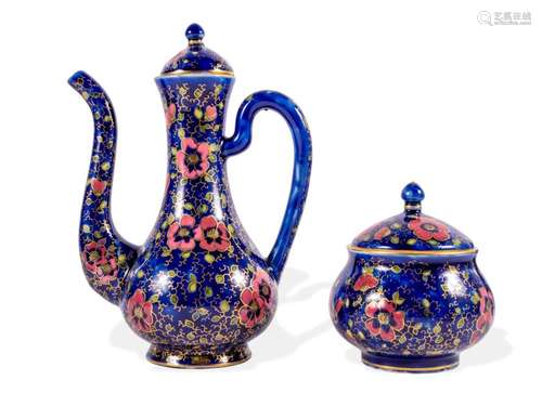 Mocha pot & sugar bowl, Zsolnay, Pécs, Around 1900, Porc...