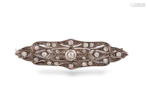 Art Nouveau Brooch, Around 1910/20, 14 ct white gold