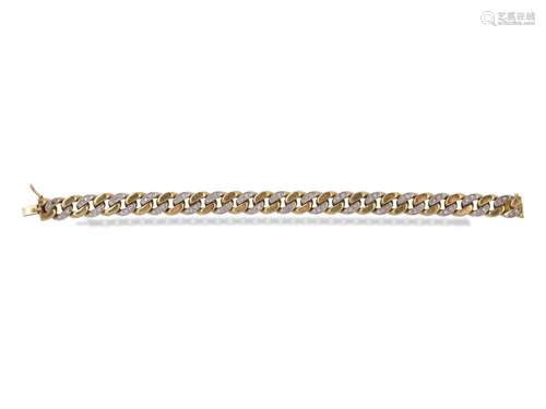 Curb bracelet, 18 ct gold, Yellow gold & white gold