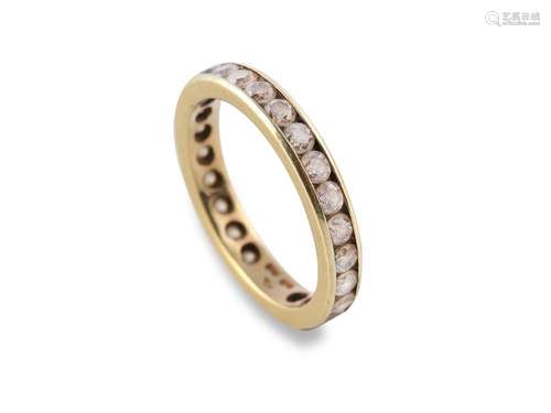 Memory Ring, 14 ct gold with white coloured stones