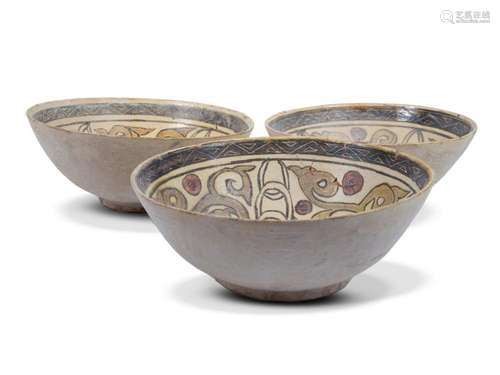 3 bowls, Nishapur, Antique