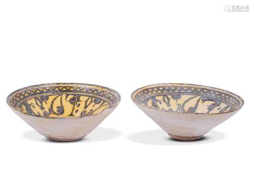 2 bowls with Kufic script, Nishapur, Antique