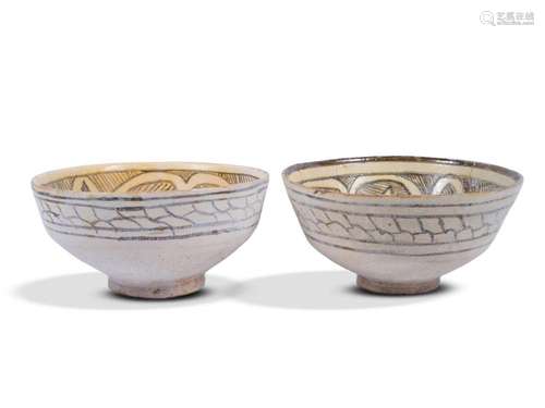 2 bowls with palmette decoration, Nishapur, Antique