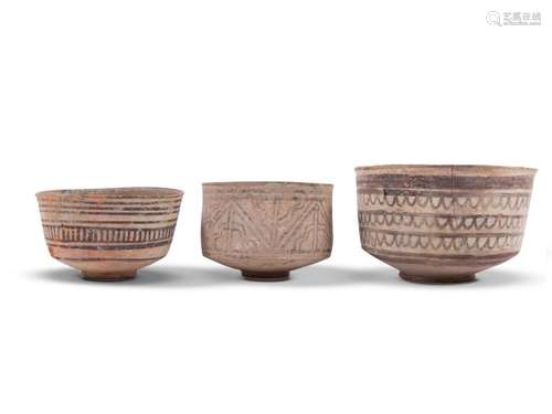 3 bowls with different decorations, Indus civilisation, Nal ...