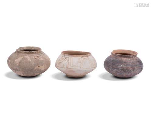 3 vessels with different decorations, Indus civilisation, Na...