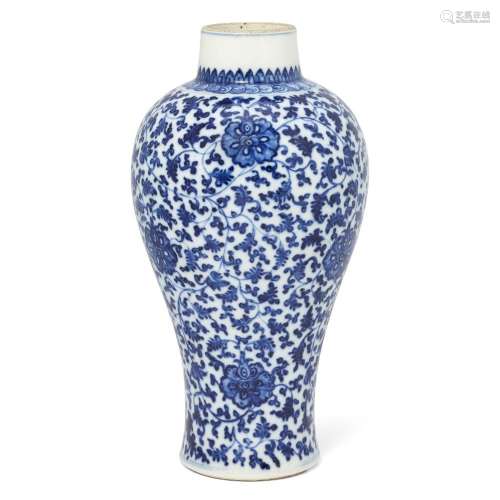 A Chinese blue and white soft paste vase<br />
<br />
Qing d...