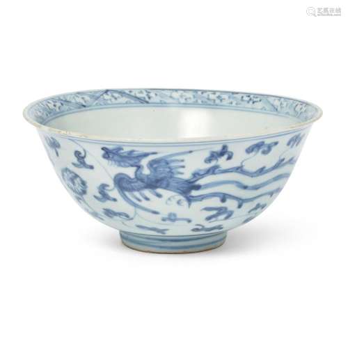 A Chinese blue and white 'lotus and phoenix' bowl<br />
<br ...