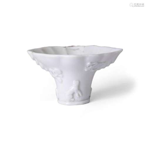 A Chinese blanc-de-chine libation cup<br />
<br />
Qing dyna...