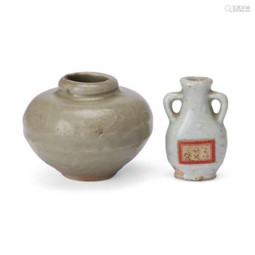 A Chinese twin-handled miniature qingbai vase and a Chinese ...