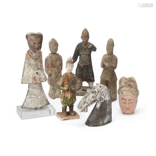 A group of Chinese pottery figures<br />
<br />
Han-Ming dyn...