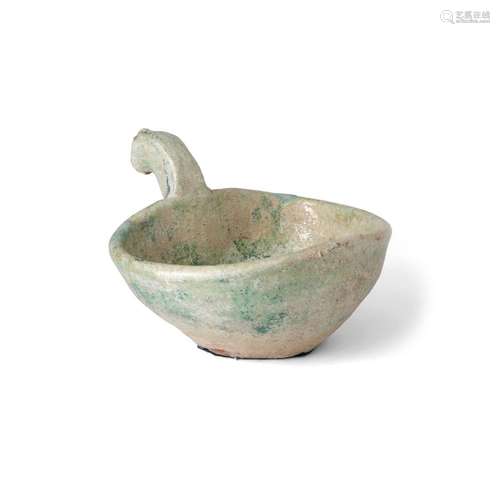 A Chinese green glazed handled pottery bowl<br />
<br />
Han...