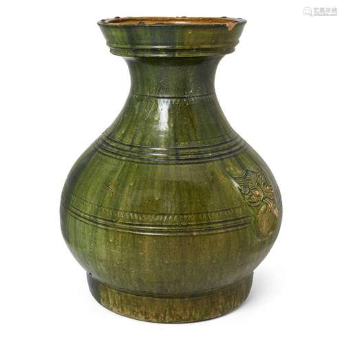 A large Chinese green-glazed jar, hu<br />
<br />
Han dynast...