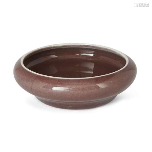 A Chinese monochrome copper-red glazed brush washer<br />
<b...