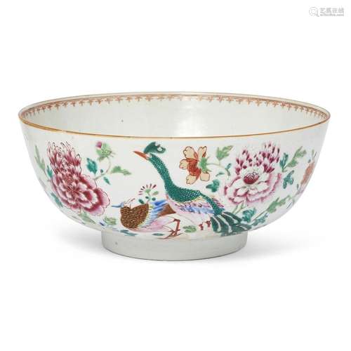 A Chinese famille rose punch bowl<br />
<br />
Qing dynasty,...