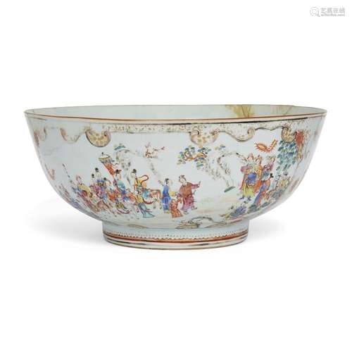 A massive Chinese Canton famille rose punch bowl<br />
<br /...