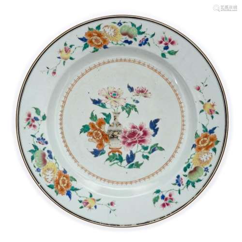 A large Chinese famille rose export ‘floral’ plate<br />
<br...