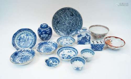 A small collection of Chinese blue and white export porcelai...
